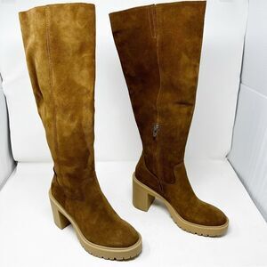 Dolce Vita Suede Rubber Heel Over Knee Boot Taupe Neutral